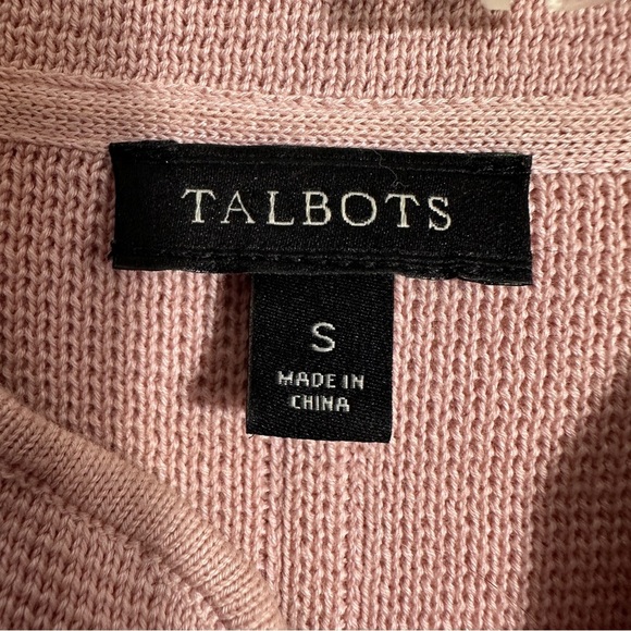 Talbots size small blush colored button up sweater, cotton/rayon, spring, layer - Picture 7 of 11